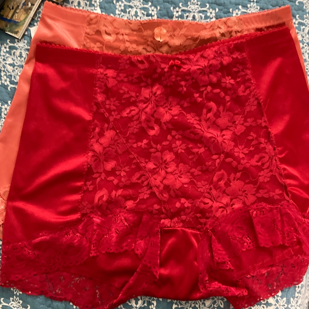 Red and Orange Lace High-Waisted Undergarments